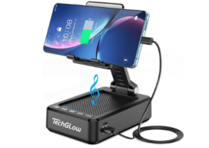 TechGlow Foldable Cellphone Stand with Bluetooth Speaker