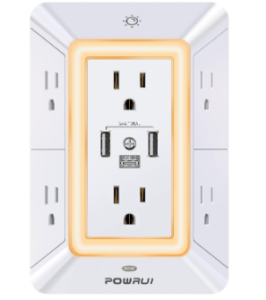 POWRUI Multi Plug 6 Outlet Surge Protector